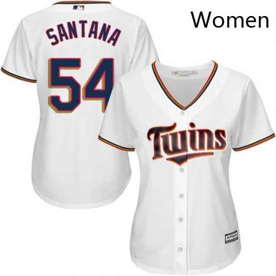 Womens Majestic Minnesota Twins 54 Ervin Santana Replica White Home Cool Base MLB Jersey